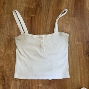 Brandy Melville Cream Ribbed Tank Top